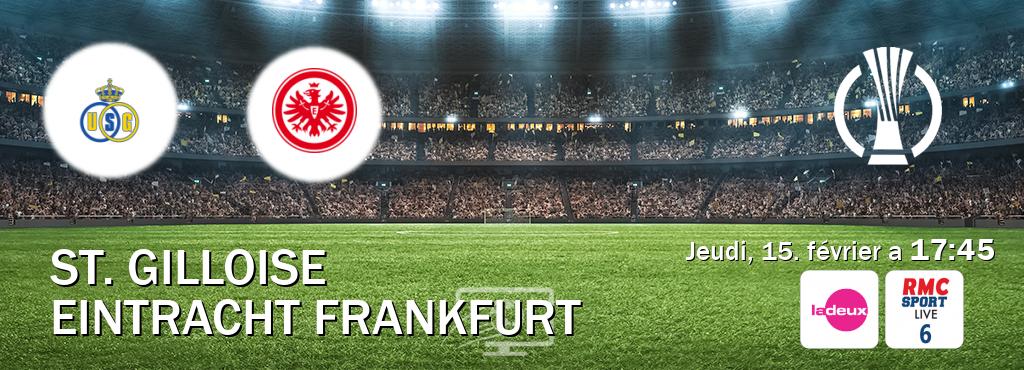 Match entre St. Gilloise et Eintracht Frankfurt en direct à la Tipik et RMC Sport Live 6 (jeudi, 15. février a  17:45).