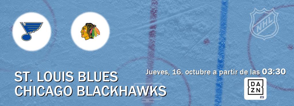 El partido entre St. Louis Blues y Chicago Blackhawks será retransmitido por DAZN España (jueves, 16. octubre a partir de las 03:30). El partido entre St. Louis Blues y Chicago Blackhawks será retransmitido por DAZN España (jueves, 16. octubre a partir de las 03:30).