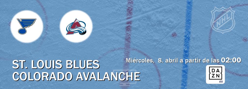 El partido entre St. Louis Blues y Colorado Avalanche será retransmitido por DAZN España (miércoles,  8. abril a partir de las  02:00).