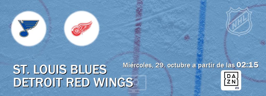 El partido entre St. Louis Blues y Detroit Red Wings será retransmitido por DAZN España (miércoles, 29. octubre a partir de las 02:15). El partido entre St. Louis Blues y Detroit Red Wings será retransmitido por DAZN España (miércoles, 29. octubre a partir de las 02:15).