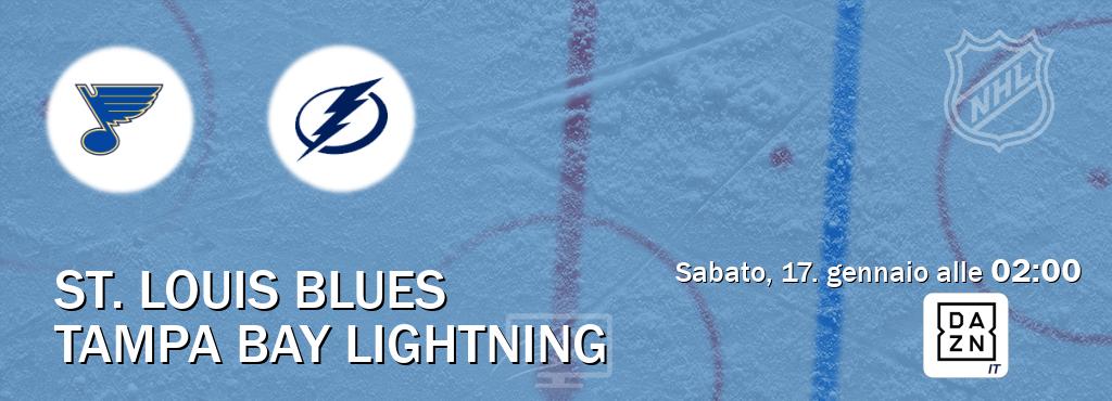 Il match St. Louis Blues - Tampa Bay Lightning sarà trasmesso in diretta TV su DAZN Italia (ore 02:00)