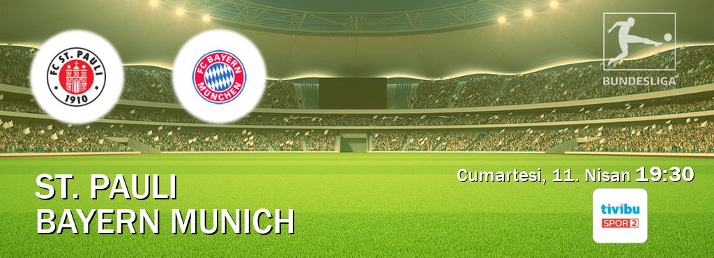 Karşılaşma St. Pauli - Bayern Munich Tivibu Spor 2'den canlı yayınlanacak (Cumartesi, 11. Nisan  19:30).