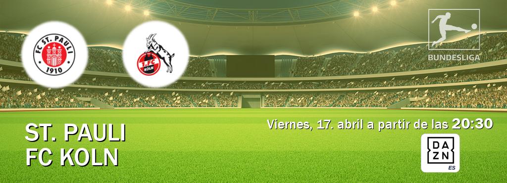 El partido entre St. Pauli y FC Koln será retransmitido por DAZN España (viernes, 17. abril a partir de las  20:30).