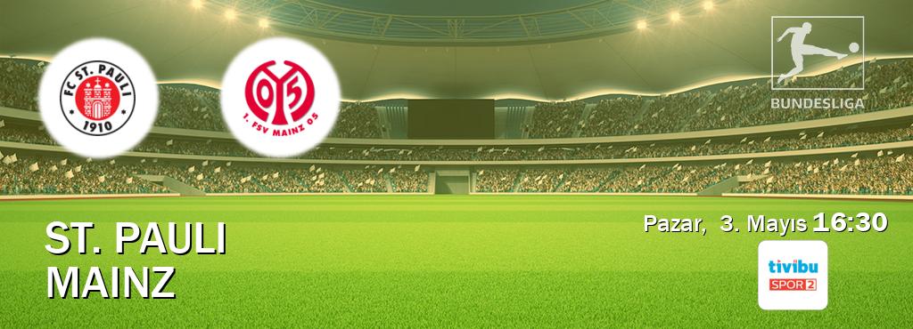 Karşılaşma St. Pauli - Mainz Tivibu Spor 2'den canlı yayınlanacak (Pazar,  3. Mayıs  16:30).