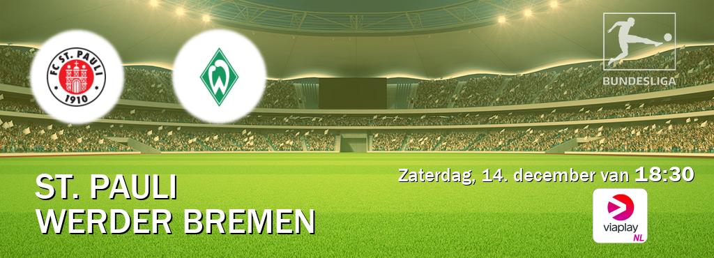 Wedstrijd tussen St. Pauli en Werder Bremen live op tv bij Viaplay Nederland (zaterdag, 14. december van  18:30).