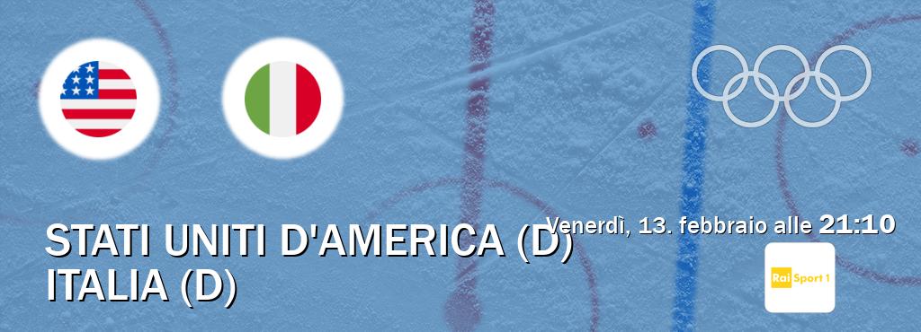 Il match Stati Uniti d'America (D) - Italia (D) sarà trasmesso in diretta TV su Rai Sport (ore 21:10)