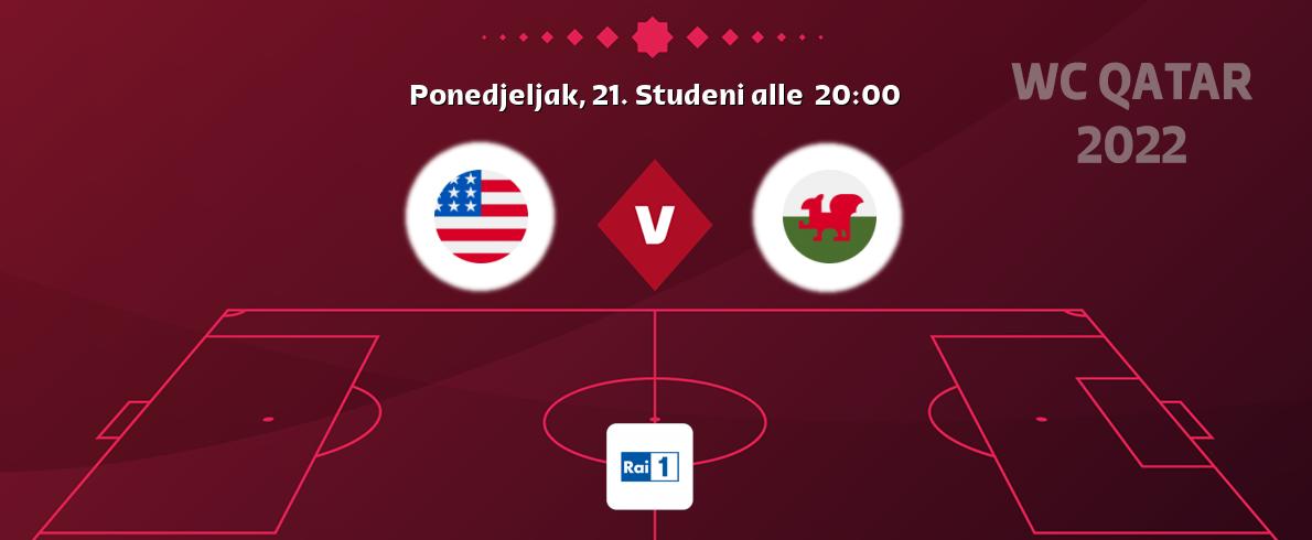 Il match Stati Uniti d'America - Galles sarà trasmesso in diretta TV su Rai 1 (ore 20:00)