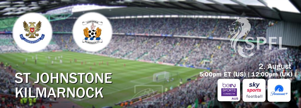 You can watch game live between St Johnstone and Kilmarnock on beIN Sports Connect(AU), Sky Sports Football(UK), Paramount+(US). You can watch game live between St Johnstone and Kilmarnock on beIN Sports Connect(AU), Sky Sports Football(UK), Paramount+(US).