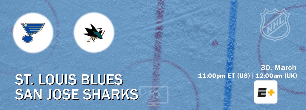 You can watch game live between St. Louis Blues and San Jose Sharks on ESPN+(US).