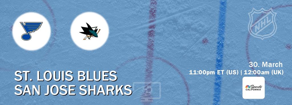 You can watch game live between St. Louis Blues and San Jose Sharks on NBCS California(US).