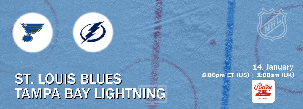 You can watch game live between St. Louis Blues and Tampa Bay Lightning on Bally Sports St. Louis.