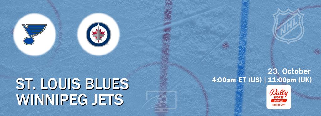 You can watch game live between St. Louis Blues and Winnipeg Jets on Bally Sports Kansas City(US).