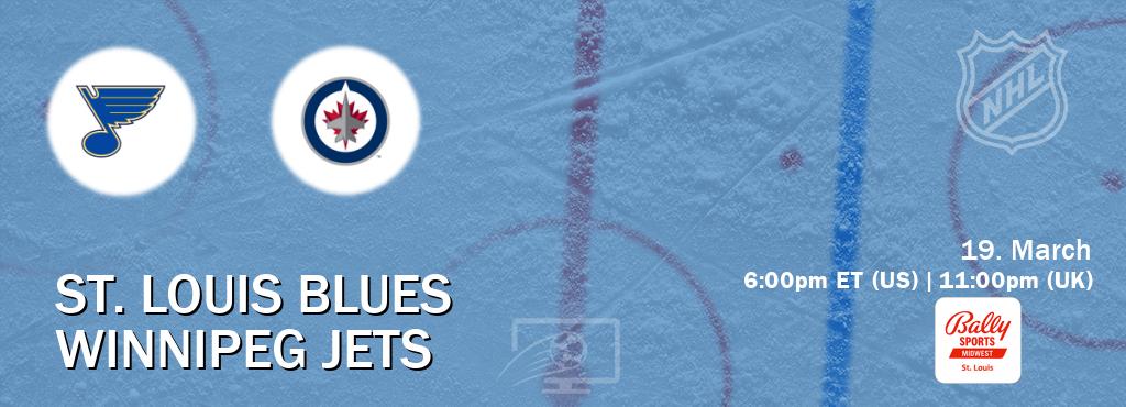 You can watch game live between St. Louis Blues and Winnipeg Jets on Bally Sports St. Louis.