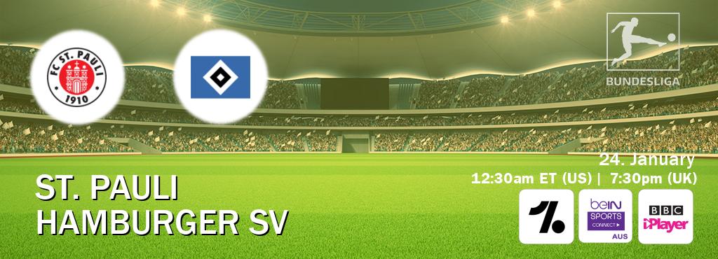 You can watch game live between St. Pauli and Hamburger SV on OneFootball, beIN Sports Connect(AU), BBC iPlayer(UK).