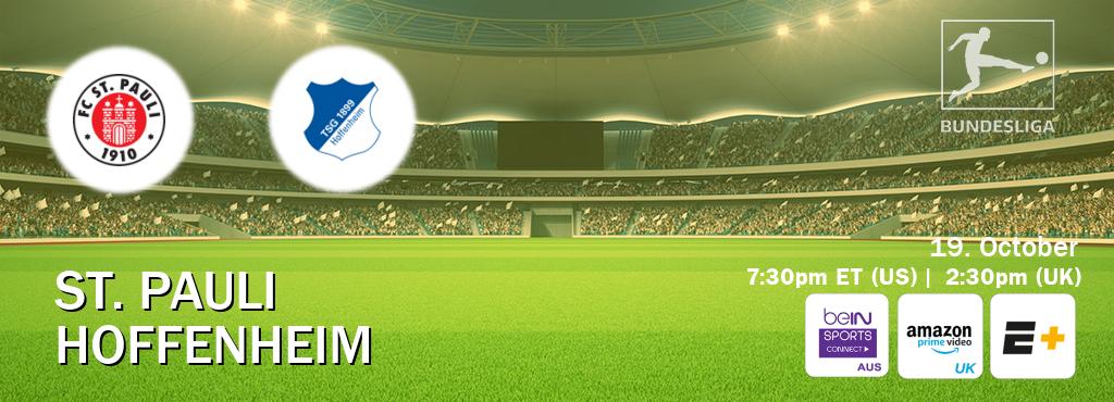 You can watch game live between St. Pauli and Hoffenheim on beIN Sports Connect(AU), Amazon Prime Video UK(UK), ESPN+(US). You can watch game live between St. Pauli and Hoffenheim on beIN Sports Connect(AU), Amazon Prime Video UK(UK), ESPN+(US).