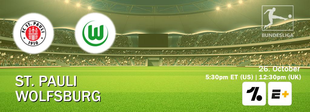 You can watch game live between St. Pauli and Wolfsburg on OneFootball and ESPN+(US).