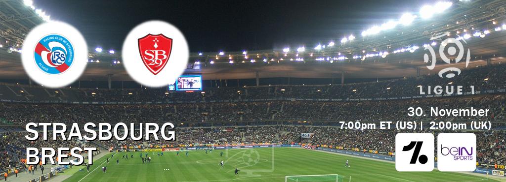 You can watch game live between Strasbourg and Brest on OneFootball and beIN SPORTS USA(US). You can watch game live between Strasbourg and Brest on OneFootball and beIN SPORTS USA(US).