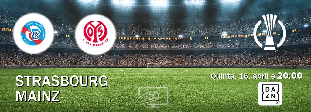 Jogo entre Strasbourg e Mainz tem emissão DAZN (quinta, 16. abril e  20:00).