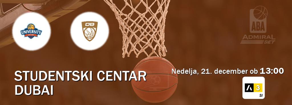 Studentski Centar in Dubai v živo na Arena Sport 3. Prenos tekme bo v nedelja, 21. december ob  13:00