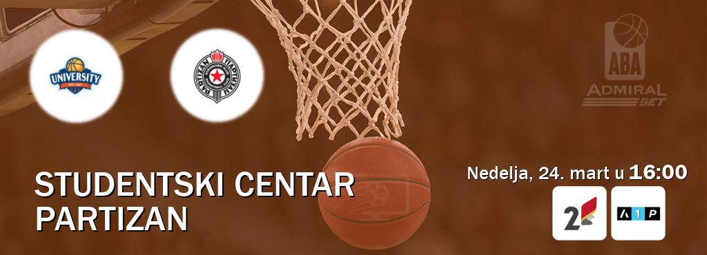 Izravni prijenos utakmice Studentski Centar i Partizan pratite uživo na TVCG 2 i Arena Premium 1 (nedelja, 24. mart u  16:00).