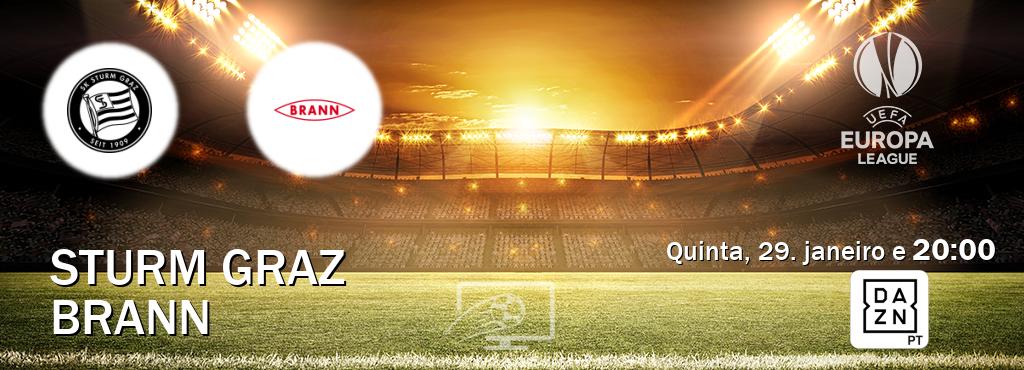 Jogo entre Sturm Graz e Brann tem emissão DAZN (quinta, 29. janeiro e  20:00).