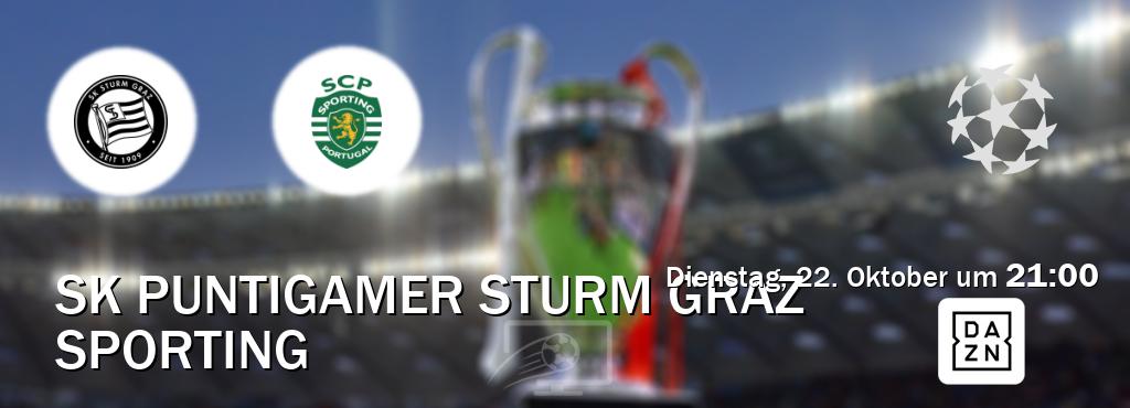 Das Spiel zwischen SK Puntigamer Sturm Graz und Sporting wird am Dienstag, 22. Oktober um  21:00, live vom DAZN übertragen.