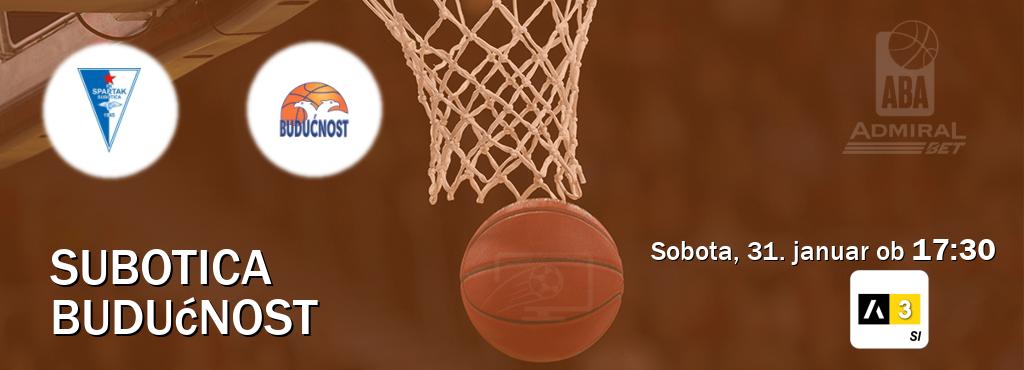 Subotica in Budućnost v živo na Arena Sport 3. Prenos tekme bo v sobota, 31. januar ob  17:30