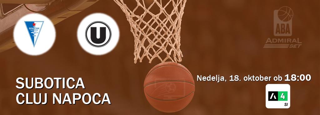 Prenos tekme med Subotica in Cluj Napoca v živo na Arena Sport 4 (nedelja, 18. oktober ob  18:00 uri).