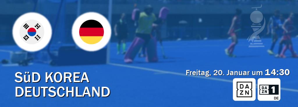 Das Spiel zwischen Süd Korea und Deutschland wird am Freitag, 20. Januar um  14:30, live vom DAZN und DAZN 1 Deutschland übertragen.