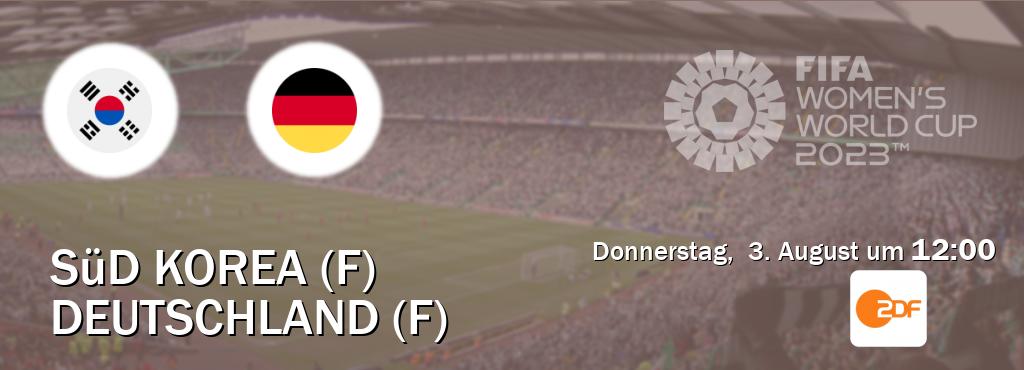 Das Spiel zwischen Süd Korea (F) und Deutschland (F) wird am Donnerstag,  3. August um  12:00, live vom ZDF übertragen.