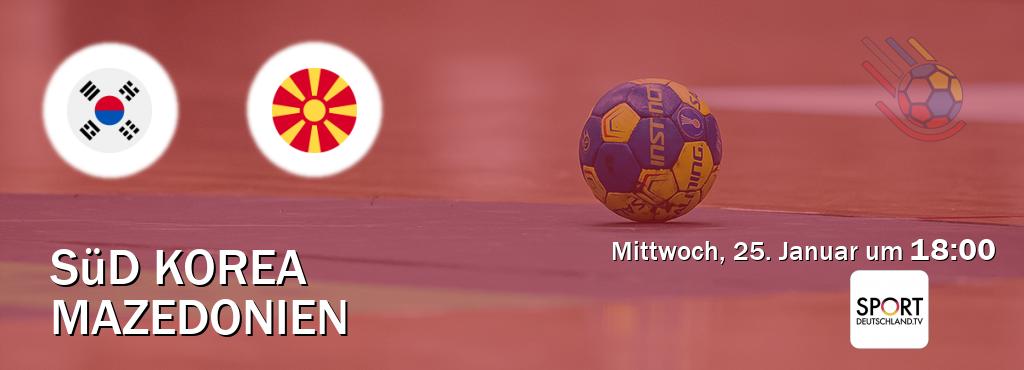 Das Spiel zwischen Süd Korea und Mazedonien wird am Mittwoch, 25. Januar um  18:00, live vom Sportdeutschland.TV übertragen.