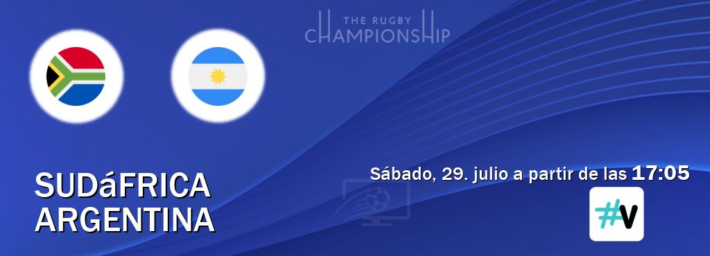 El partido entre Sudáfrica y Argentina será retransmitido por #Vamos (sábado, 29. julio a partir de las  17:05).