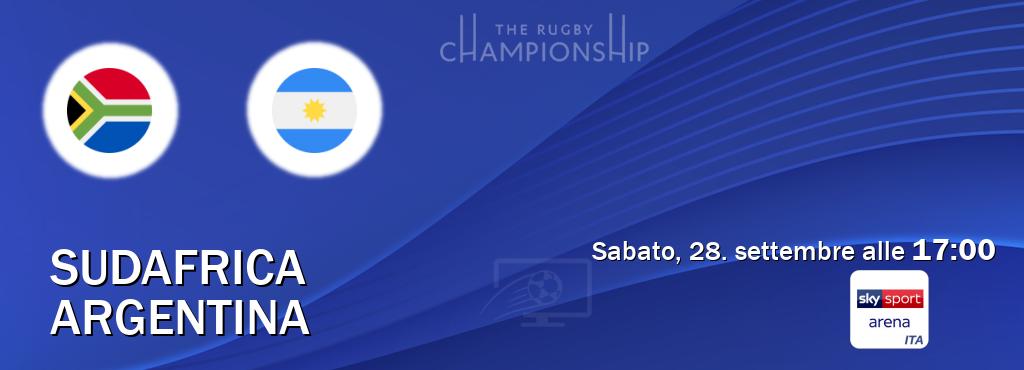 Il match Sudafrica - Argentina sarà trasmesso in diretta TV su Sky Sport Arena (ore 17:00)