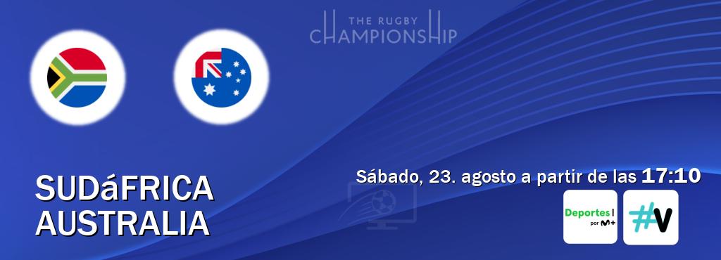 El partido entre Sudáfrica y Australia será retransmitido por Movistar Deportes y M+ Vamos (sábado, 23. agosto a partir de las 17:10). El partido entre Sudáfrica y Australia será retransmitido por Movistar Deportes y M+ Vamos (sábado, 23. agosto a partir de las 17:10).