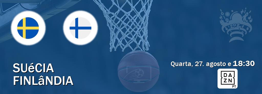 Jogo entre Suécia e Finlândia tem emissão DAZN (quarta, 27. agosto e  18:30).