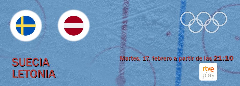 El partido entre Suecia y Letonia será retransmitido por RTVE Play (martes, 17. febrero a partir de las  21:10).