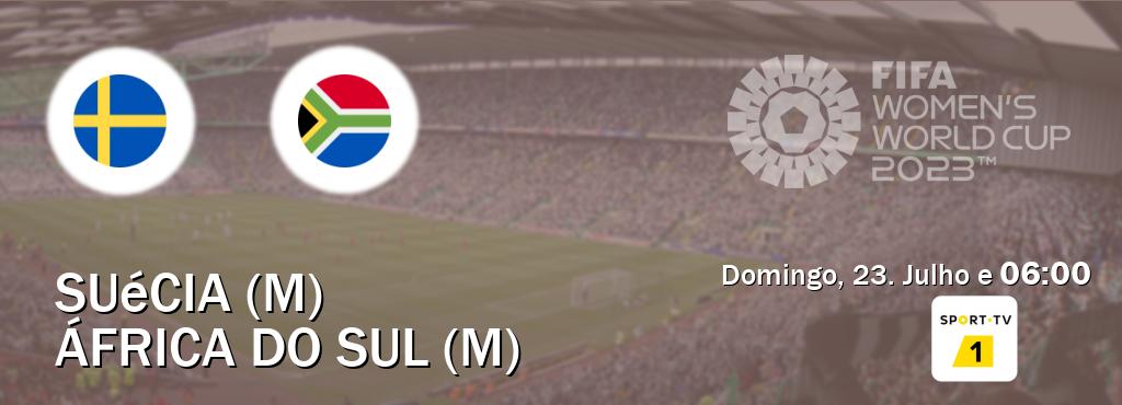 Jogo entre Suécia (M) e África do Sul (M) tem emissão Sport TV 1 (Domingo, 23. Julho e  06:00).