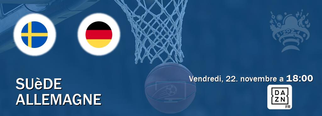 Match entre Suède et Allemagne en direct à la DAZN (vendredi, 22. novembre a  18:00).