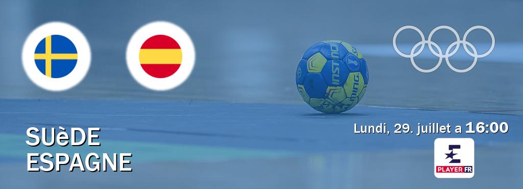 Match entre Suède et Espagne en direct à la Eurosport Player FR (lundi, 29. juillet a  16:00).