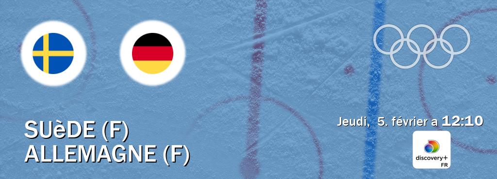 Match entre Suède (F) et Allemagne (F) en direct à la Discovery + (jeudi,  5. février a  12:10).