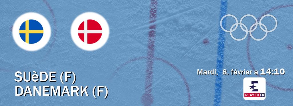 Match entre Suède (F) et Danemark (F) en direct à la Eurosport Player FR (mardi,  8. février a  14:10).