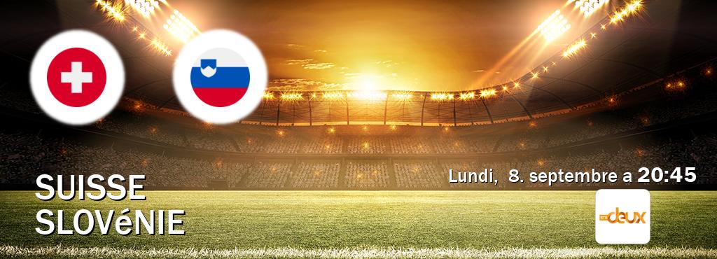 Match entre Suisse et Slovénie en direct à la RTS Deux (lundi,  8. septembre a  20:45).