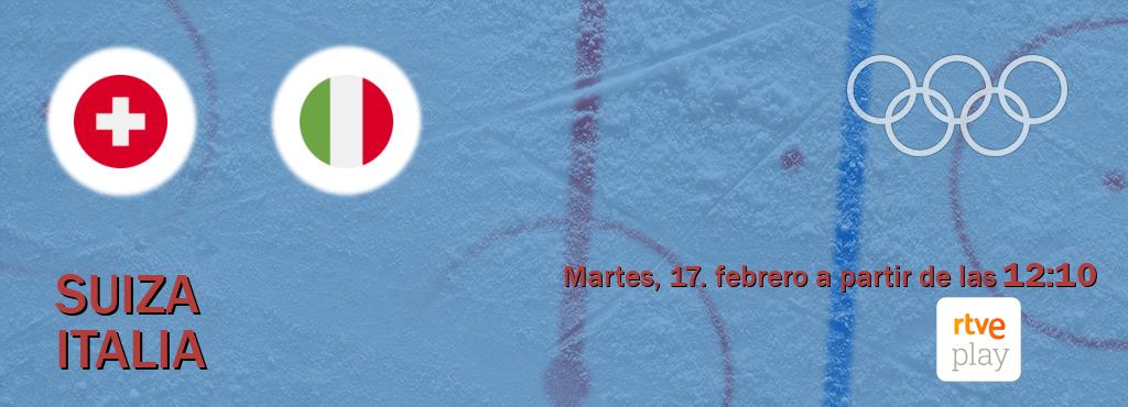 El partido entre Suiza y Italia será retransmitido por RTVE Play (martes, 17. febrero a partir de las  12:10).