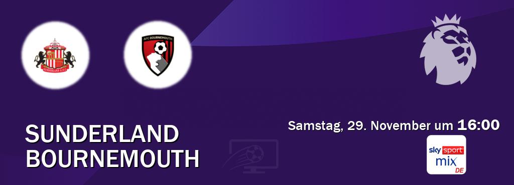 Das Spiel zwischen Sunderland und Bournemouth wird am Samstag, 29. November um 16:00, live vom Sky Sport Mix übertragen. Das Spiel zwischen Sunderland und Bournemouth wird am Samstag, 29. November um 16:00, live vom Sky Sport Mix übertragen.