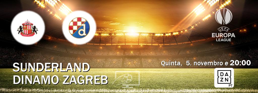 Jogo entre Sunderland e Dinamo Zagreb tem emissão DAZN (quinta,  5. novembro e  20:00).