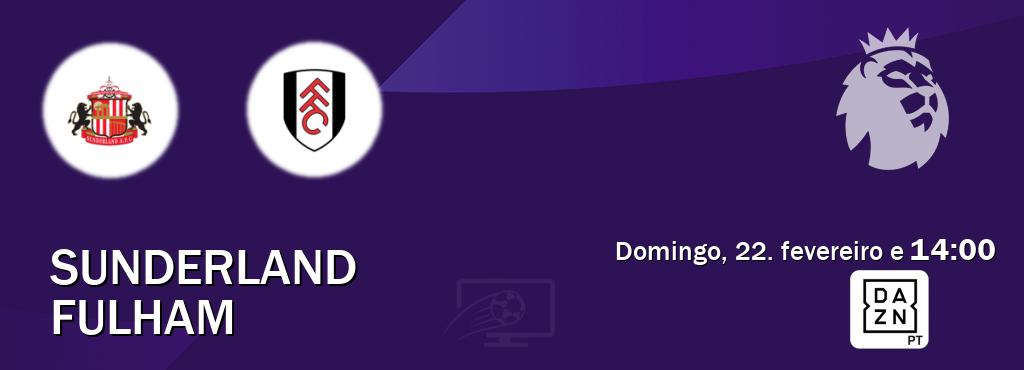 Jogo entre Sunderland e Fulham tem emissão DAZN (domingo, 22. fevereiro e  14:00).