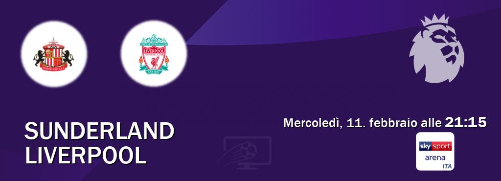 Il match Sunderland - Liverpool sarà trasmesso in diretta TV su Sky Sport Arena (ore 21:15)