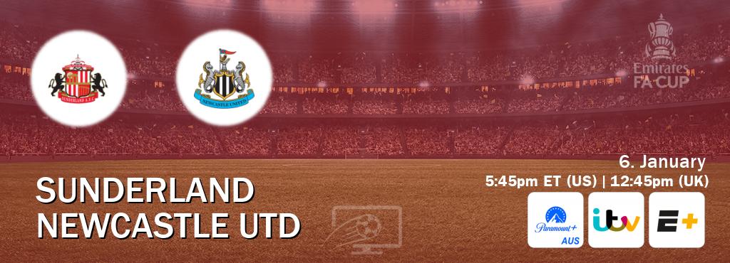You can watch game live between Sunderland and Newcastle Utd on Paramount+ Australia(AU), ITV(UK), ESPN+(US).