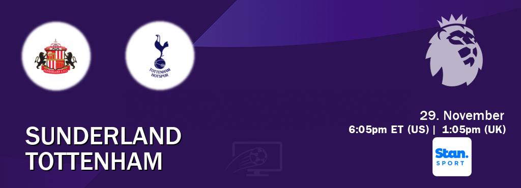 You can watch game live between Sunderland and Tottenham on Stan Sport(AU). You can watch game live between Sunderland and Tottenham on Stan Sport(AU).