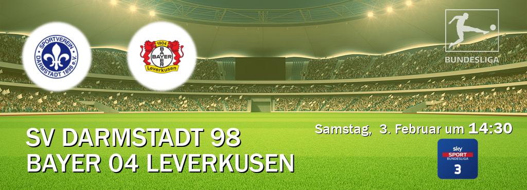 Das Spiel zwischen SV Darmstadt 98 und Bayer 04 Leverkusen wird am Samstag,  3. Februar um  14:30, live vom Sky Bundesliga 3 übertragen.